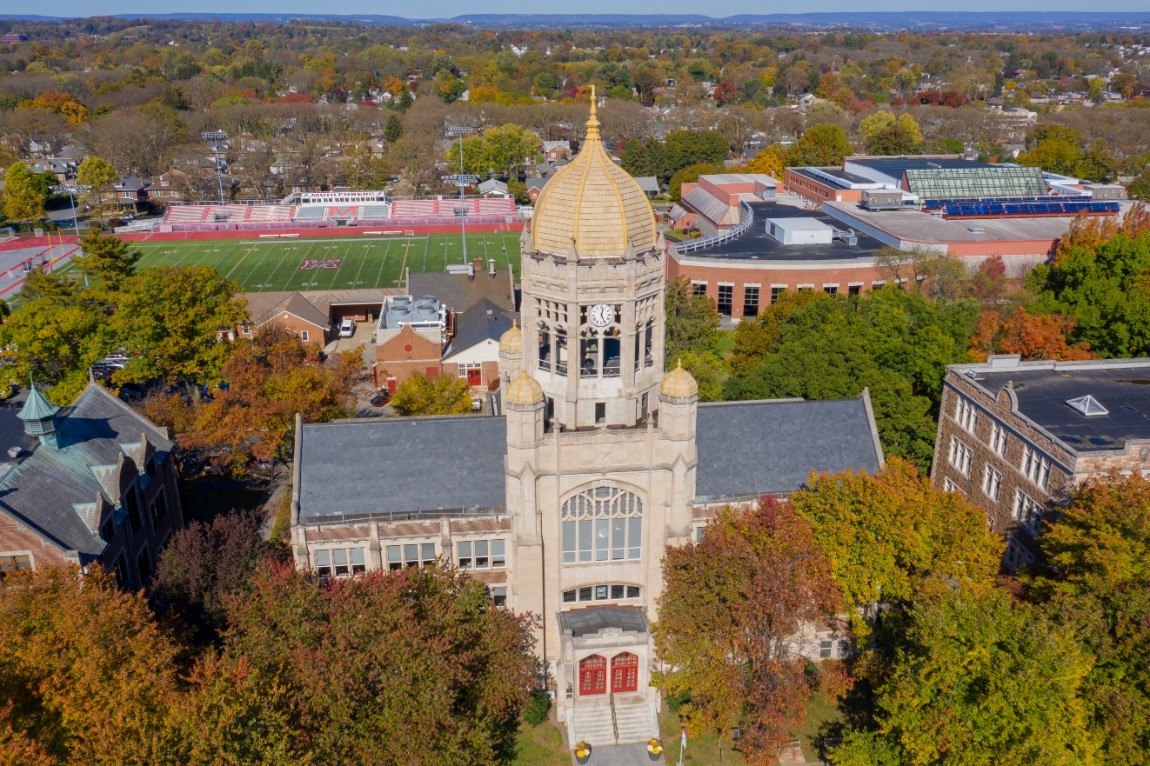 An overhead view of campus